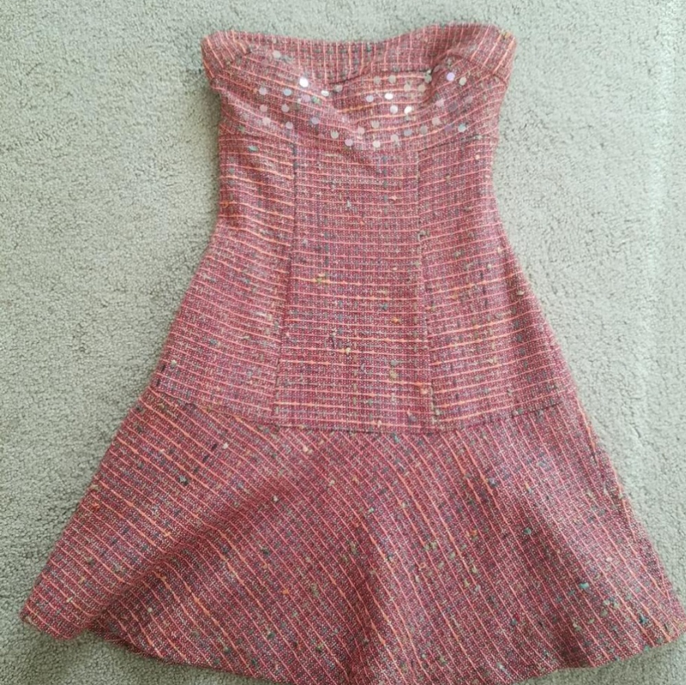 Bebe red tweed strapless dress